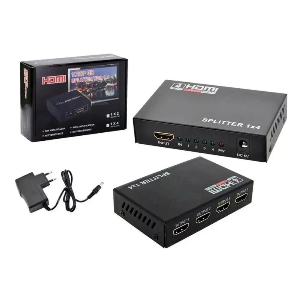 Divisor Splitter Distribuidor Hdmi 1x4 1.4v Full Hd 3d 1080p