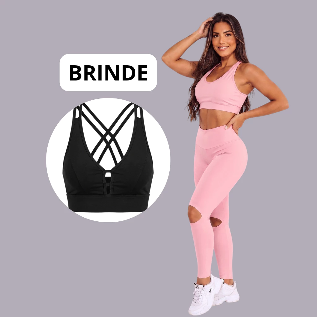 Conjunto Academia Fitness Top Legging Kit Roupa Com Brinde — imagem 1