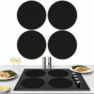 Kit Tapete Silicone Protetor De Fogão Indução Cooktop Redondo Almofada Protetora 17cm Preto