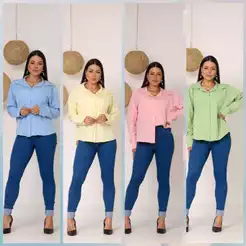 Camisa Feminina Lisa Manga Longa - Conforto e Elegância em Tecido Leve Plus Size