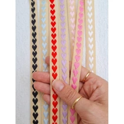 Fita 10mm número 2 Bordada Coração para Customização de Laços, Tiaras e Artesanato em geral.