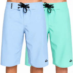 Kit com 2 Bermudas Elastano Tactel Azul BB/Verde Água Lisa