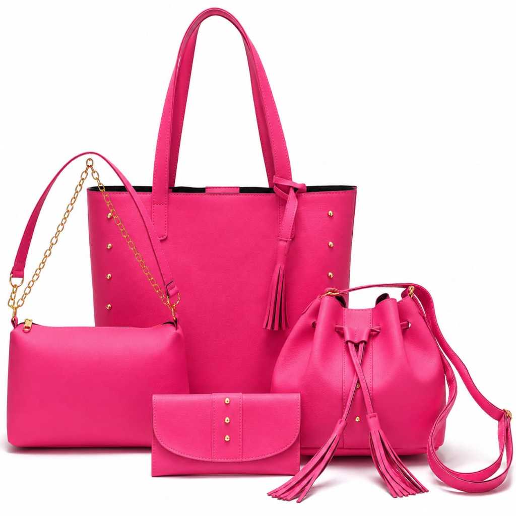 KIT Bolsa Feminina sacola + saquinho+baú+carteira