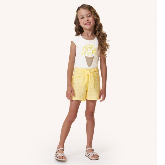 Conjunto Infantil Feminino Blusa e Short Verão Menina Casual Confortável Moda Infantil