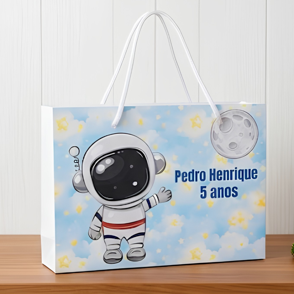 Sacolinhas Personalizadas - Lembrancinha -astronauta -  Aniversário - Sacola - PEGUE E MONTE - TODOS OS TEMAS - Festa