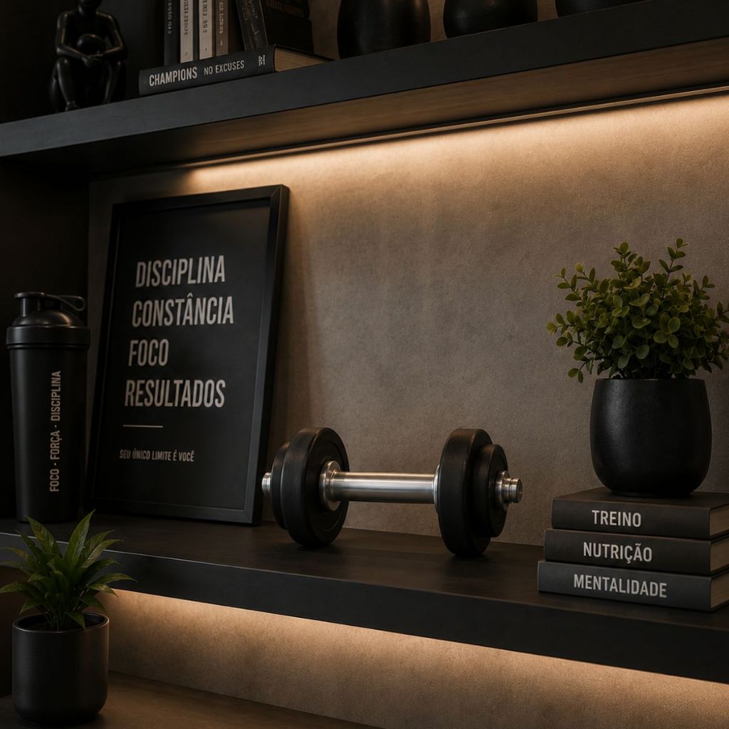 Estatueta Haltere Decorativo Design Minimalista para Mesa Estante Escritório Academia