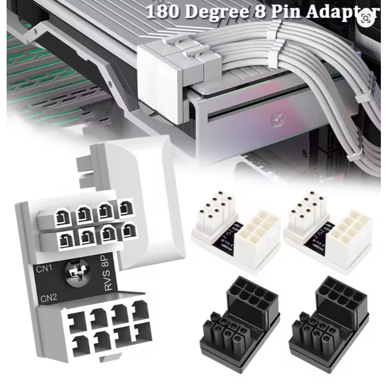 Adaptador 180 Graus de Energia 8 Pinos para Placa de Vídeo GPU Conector Angulad
