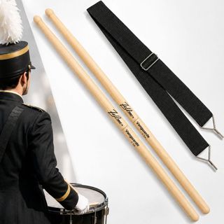 KIT TALABARTE CORREIA PARA SURDO TAROL REPIQUE FANFARRA + 1 PAR DE BAQUETAS ZELLMER VANGUARDA