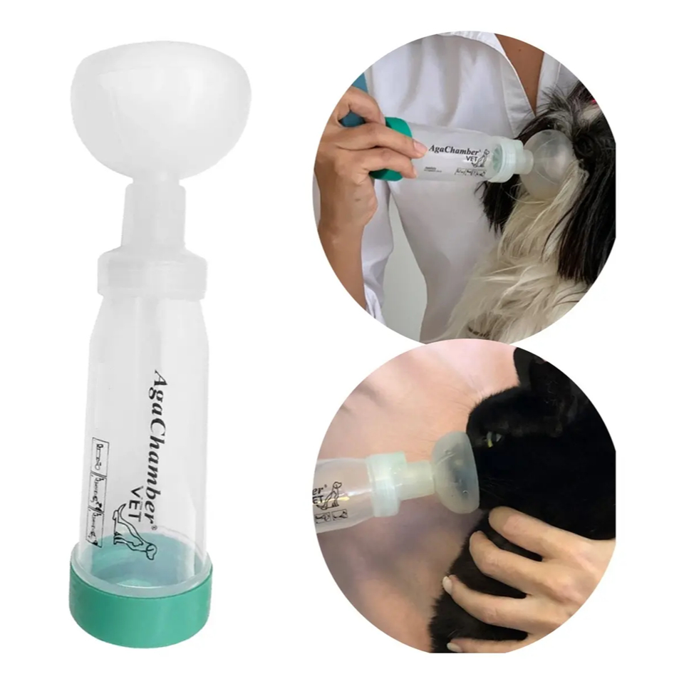 Espaçador Broncodilatador Veterinário - Gato Cachorro Pet - P-M - Agachamber Agpmed P/ Medicamento