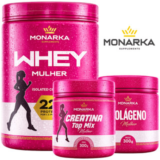 Kit Whey Protein Blend Isolado Concentrado  + Creatina  300g + Colágeno Hidrol 300g -  Feminino- 504