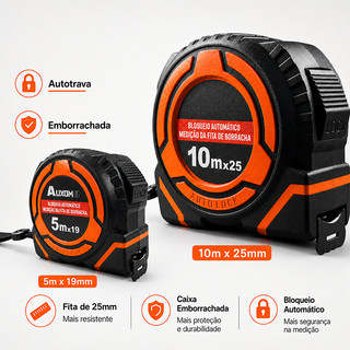 Trena Profissional  10m x 25mm Emborrachada com Autotrava Trava Reforçada e Presilha para Cinto