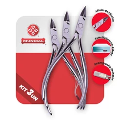 Kit Alicate De Cutícula Mundial 522C - 3 Unidades