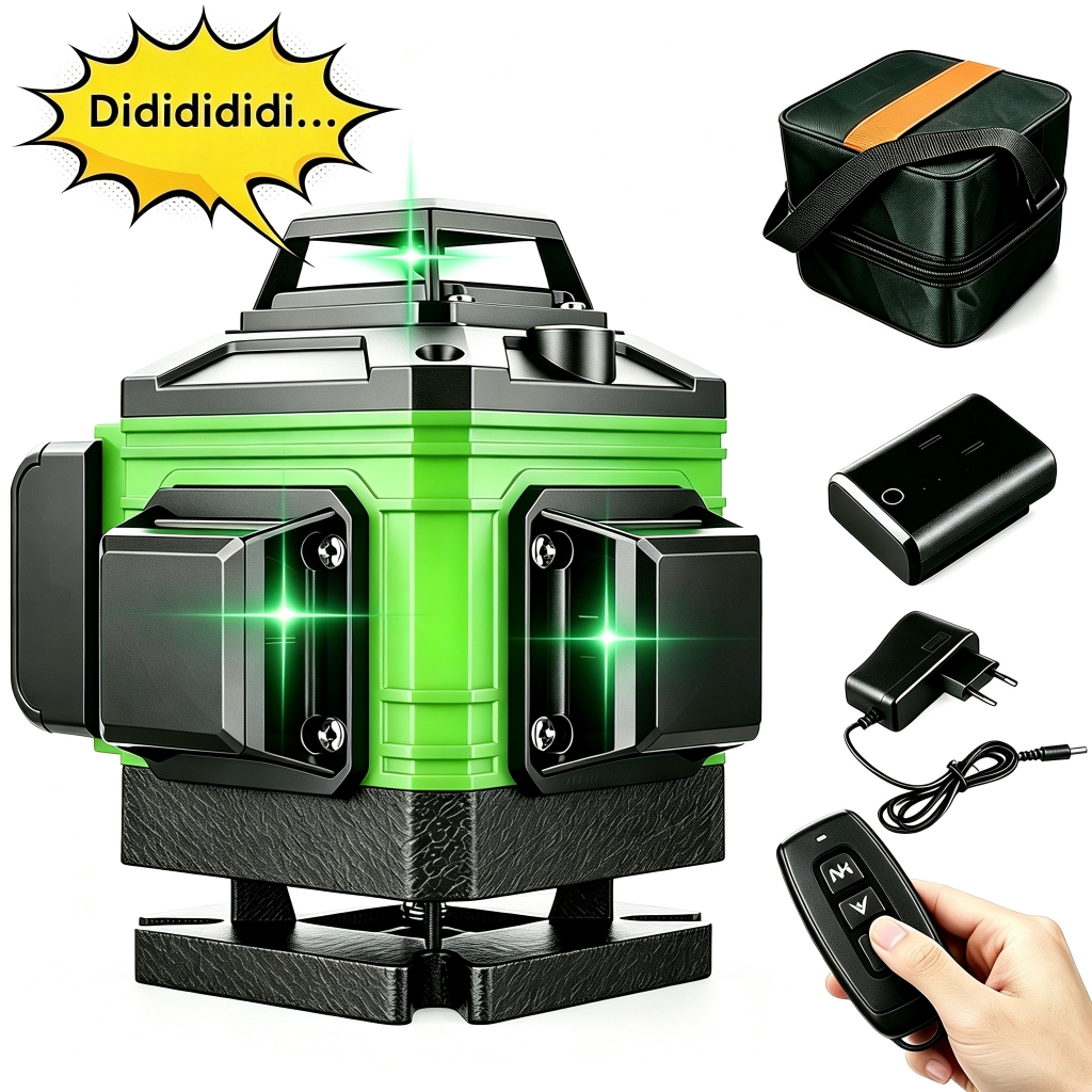 Nível Laser Verde 8/12/16 Linhas 360° Autonivelante com Controle Remoto