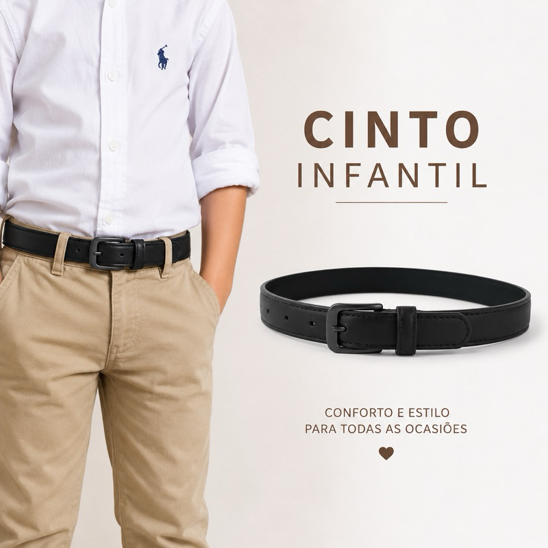 Cinto Social Infantil Masculino de Couro Sintético Cinto Para Crianças Promoção