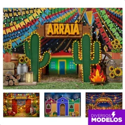 Painel Festa Junina Retangular Fundo Fotográfico Cenário Arraiá São João para Foto Tecido Sublimado