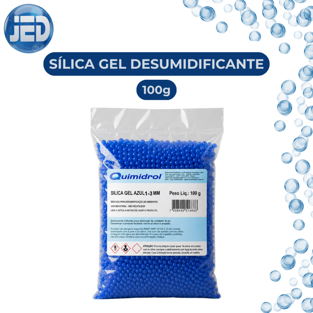 Gel De Sílica Quimidrol 1-3mm 100g Dessecante Umidade Proteção Contra Mofo Oxidação Desumidificador