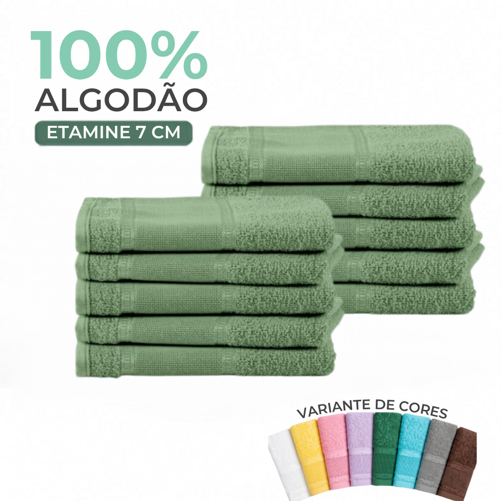Kit 10 | 15 Toalhas Lavabo para Bordar Arjotec 29x45 100% Algodão Etamine 7cm