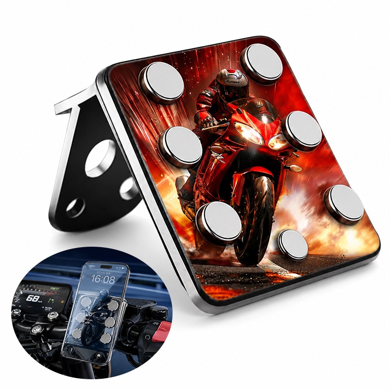 Suporte Magnético de Celular para Moto 6 Ímãs Fixação Forte Universal para Alta Velocidade