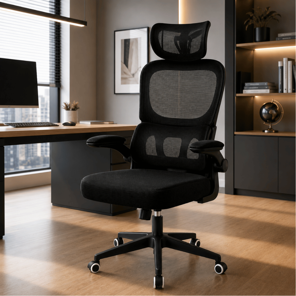 Cadeira Escritório Ergonômica Premium Mesh Giratória Braços Reguláveis Lombar 150kg Cadeiras Gamer