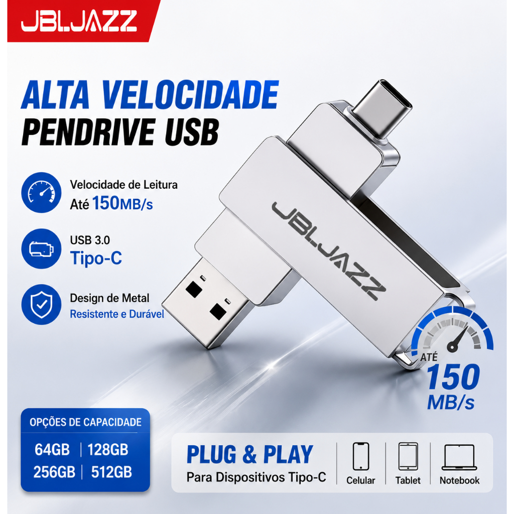 PenDrive 128GB 512GB 3.2 Tipo C e USB3.2  Ultra Rapido Pen Drive 2 em1