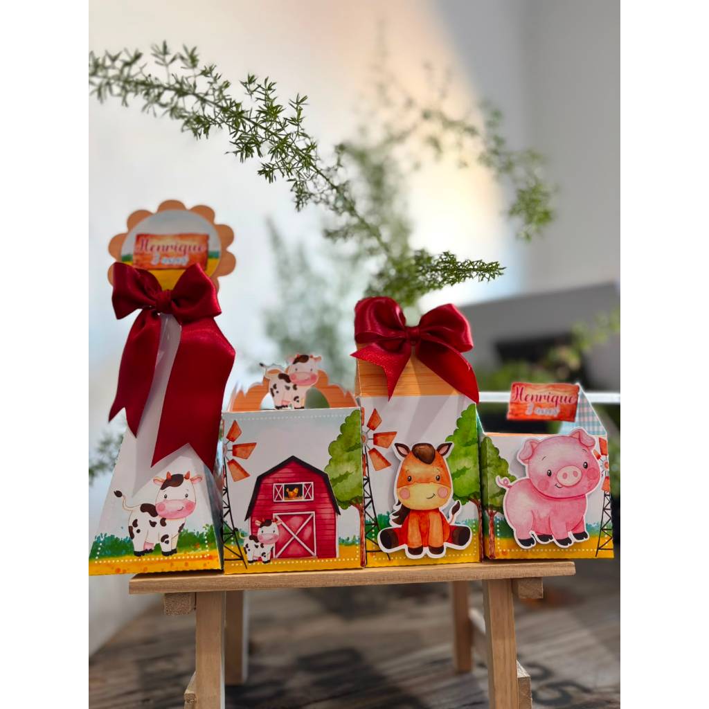 Kit Festa FAZENDINHA Personalizado Pegue e Monte Lembrancinhas Infantil Caixinhas Personalizadas