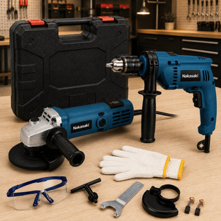 Kit Furadeira de Impacto 1000W Elétrica + Esmerilhadeira 900W Profissional Nakasaki + Mal…