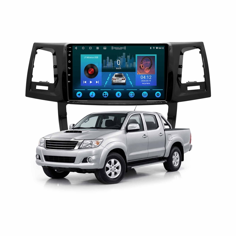 Multimídia 9" 2+64gb Toyota Hilux Sw4 Carplay Android Gps Bluetooth