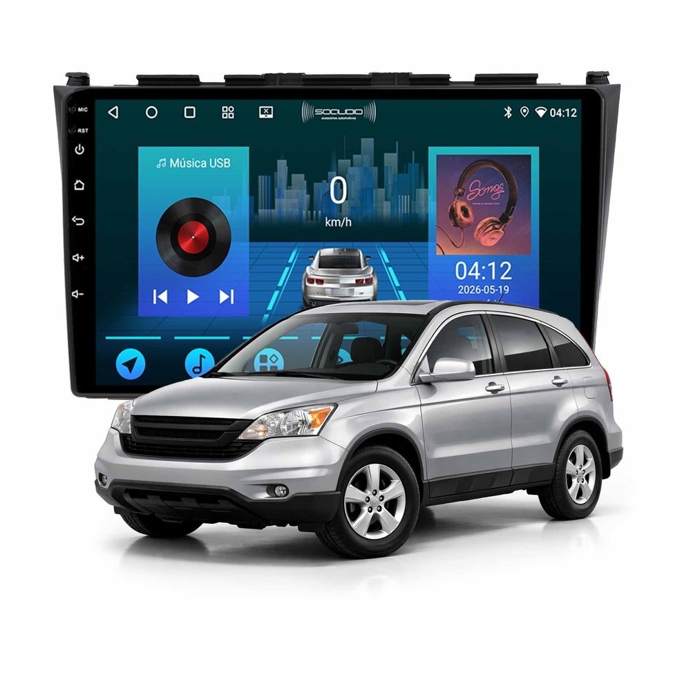 Multimídia CR-V 2007 A 2011 2ram+64gb Carplay Android Gps Bluetooth 9 Polegadas Sem Fio