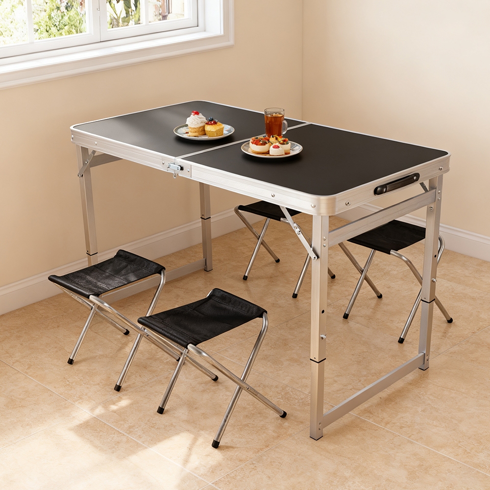 Mesa Dobrável de Alumínio 120cm Portátil para Camping com Altura Ajustável e Ban