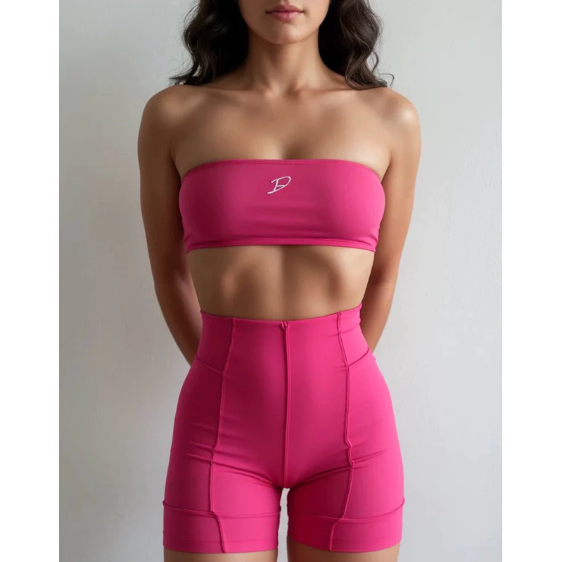 DIASP Roupa Academia Top Faixa + Short Corset Poliamida Blackout — imagem 1