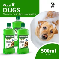 Kit 3 Shampoo Antiparasitário World Veterinária Dug's para Cães - 500ml