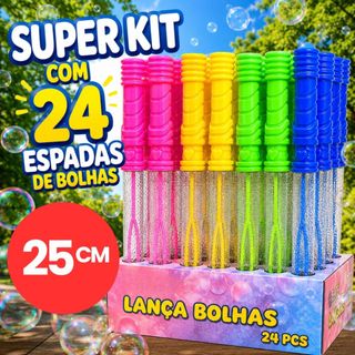 Kit 24 Bolha Bolinha De Sabão Formato Espada Gigante Bastão De Bolhas Lembrancinha Festa Infantil