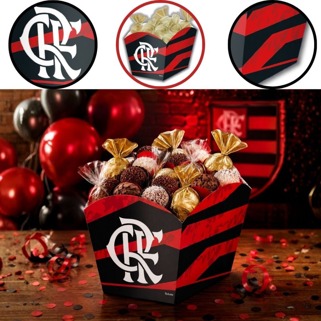 8 CACHEPOT MEDIO FLAMENGO (FESTCOLOR LICENCIADO) CHOCO