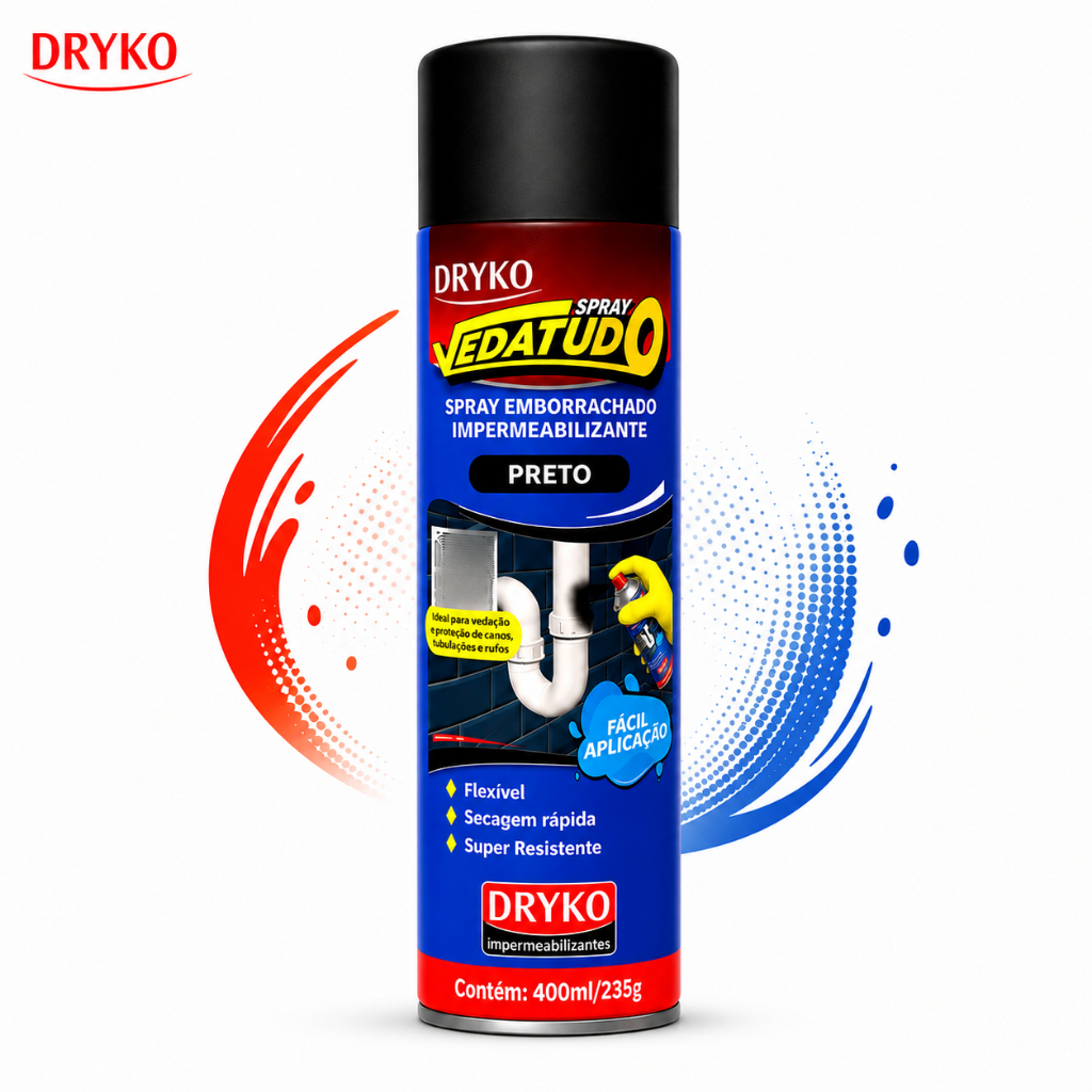Borracha Líquida Impermeabilizante Spray Vedatudo Impermeável 400ML-DRYKO Impermeabilizantes
