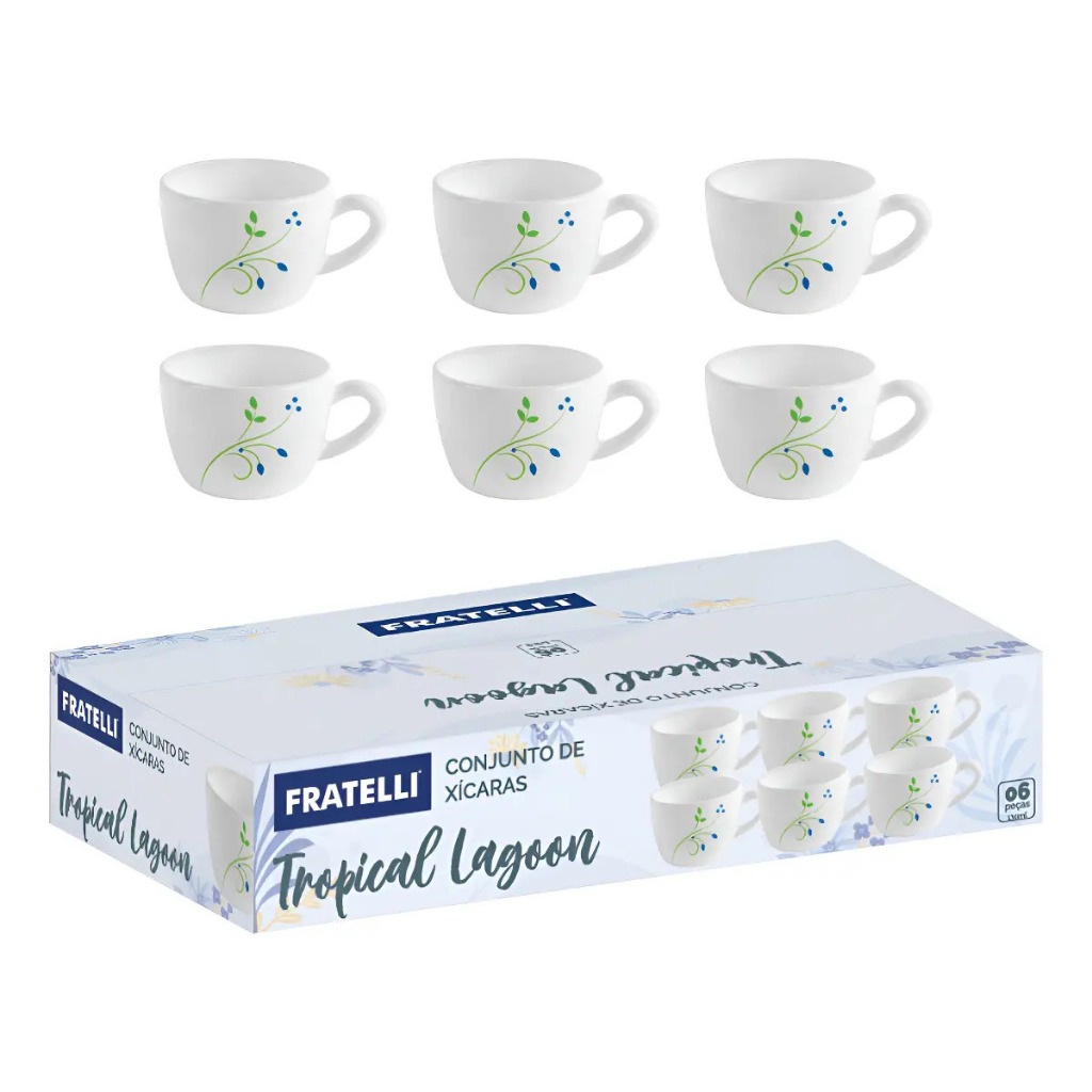Conjunto 6 Xicaras 130ml Tropical Lagoon Chá Café Fratelli