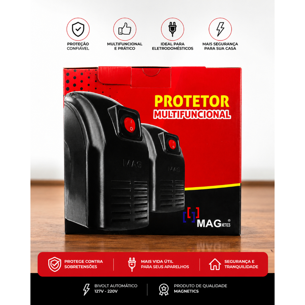 Protetor Eletrônico 1000VA Bivolt 127V/220V Mag Lux para PC, TV e Games