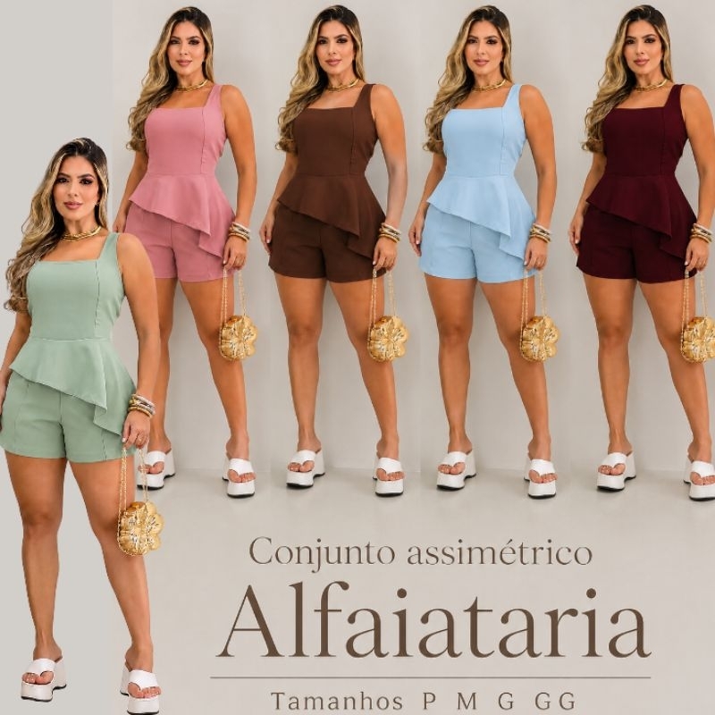 Conjunto Feminino Alfaiataria Regata e short estilo Simetria