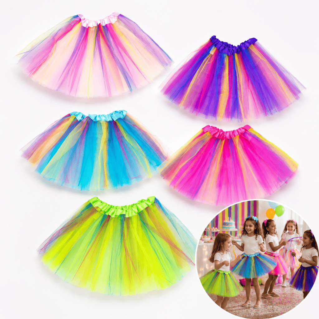 Saia Tule Tutu Multicolorida Infantil Fantasia Festa Carnaval Bailarina Princesa Colorida