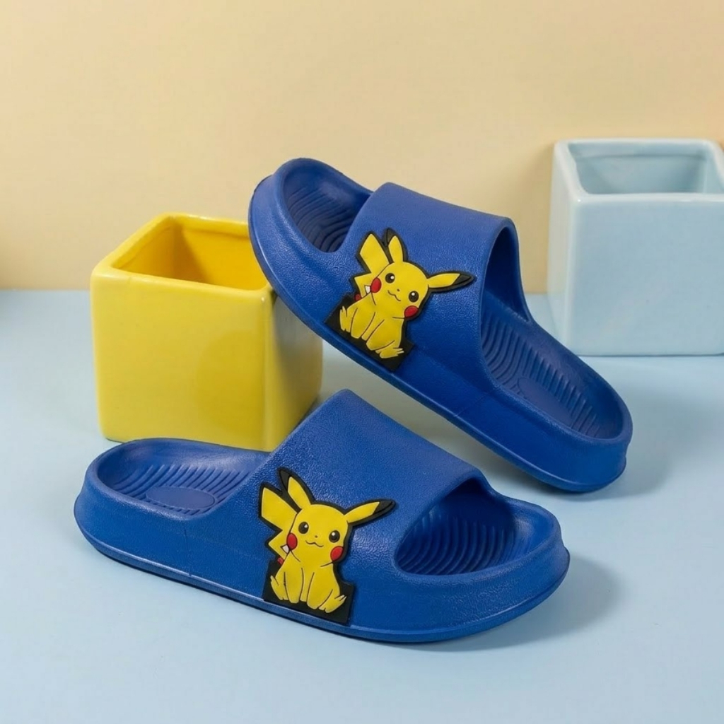 Chinelo Slide Infantil Pikachu Sandália Nuvem Macia Menino Calce Fácil Confortável