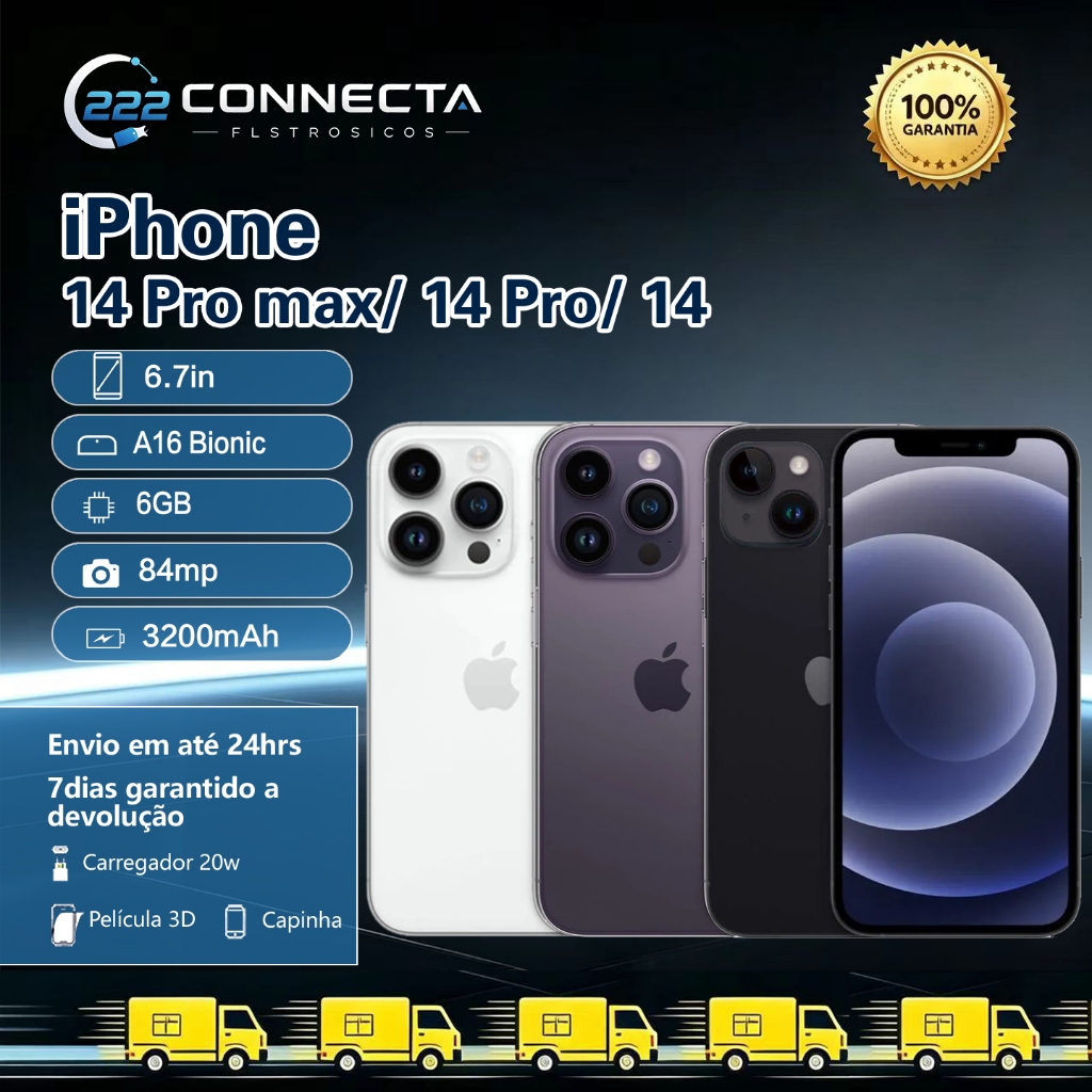 Celular Iphone 14/ 14 Pro/ 14 Pro Max 128gb/ 256gb 100% Original Com Garantia- Vitrine