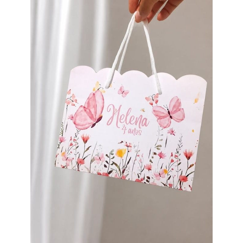 Sacolinha Personalizada Jardim das Borboletas | Lembrancinhas | Aniversário | Sacola Surpresasa