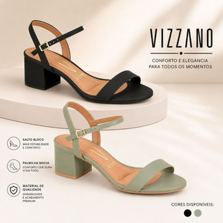 Sandália Feminina Vizzano Salto Bloco Grosso Confortável Original