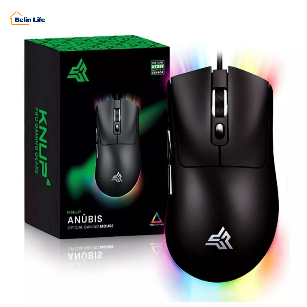 Mouse Gamer Óptico RGB 7200 DPI Ultra Leve 61g Design Colmeia Ergonômico com 7 Botões PC Mac