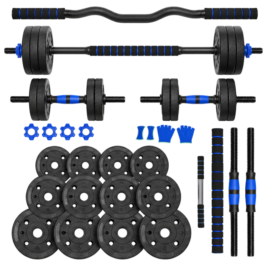 Kit Halteres Ajustável 20kg Barra W Anilhas Musculação Academia Treino Completo Fitness