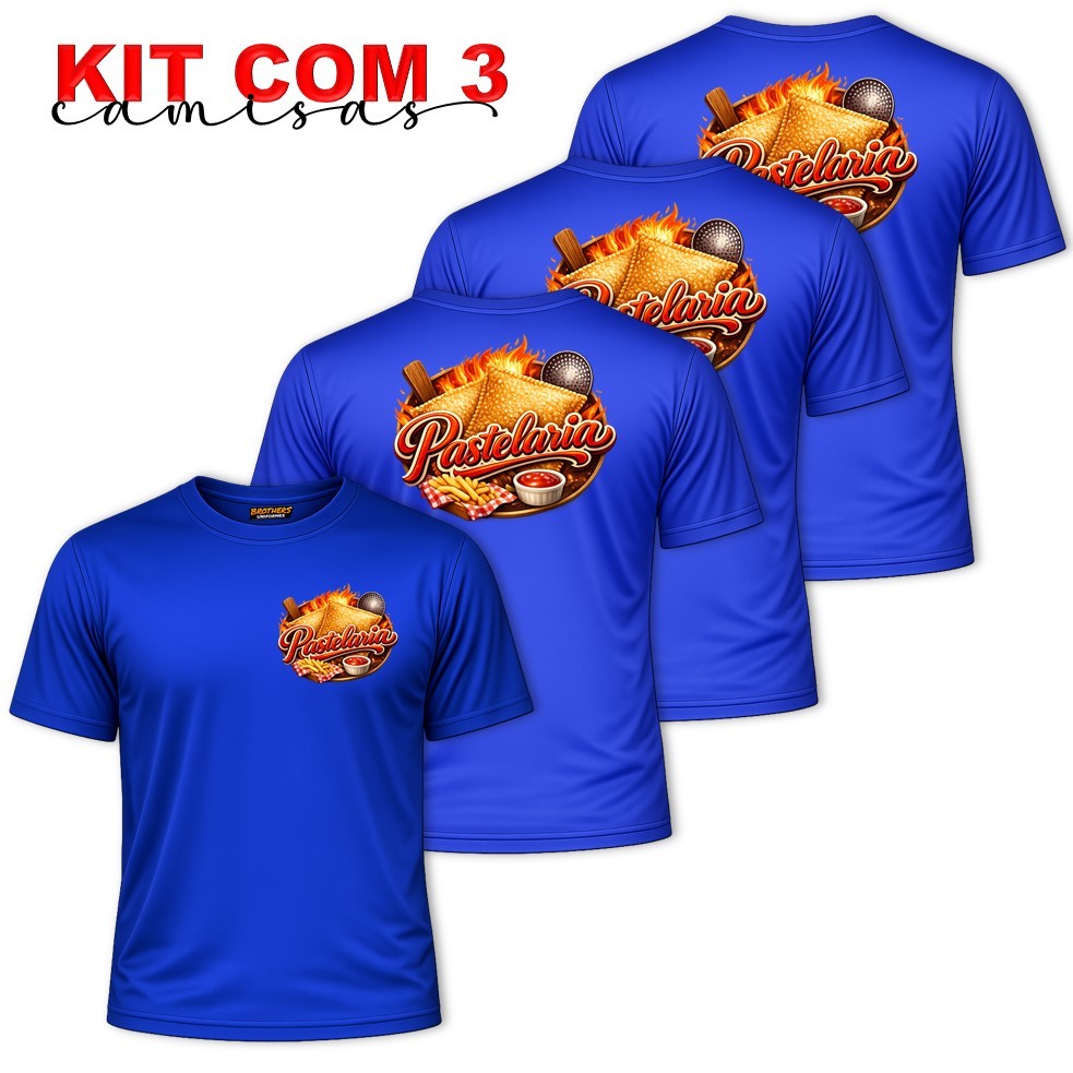 KIT COM 3 Camisas Camisetas Unissex Uniforme Profissional PASTELARIA Pastel Lanchonete Feirante Garçom Salgados Dry Fit