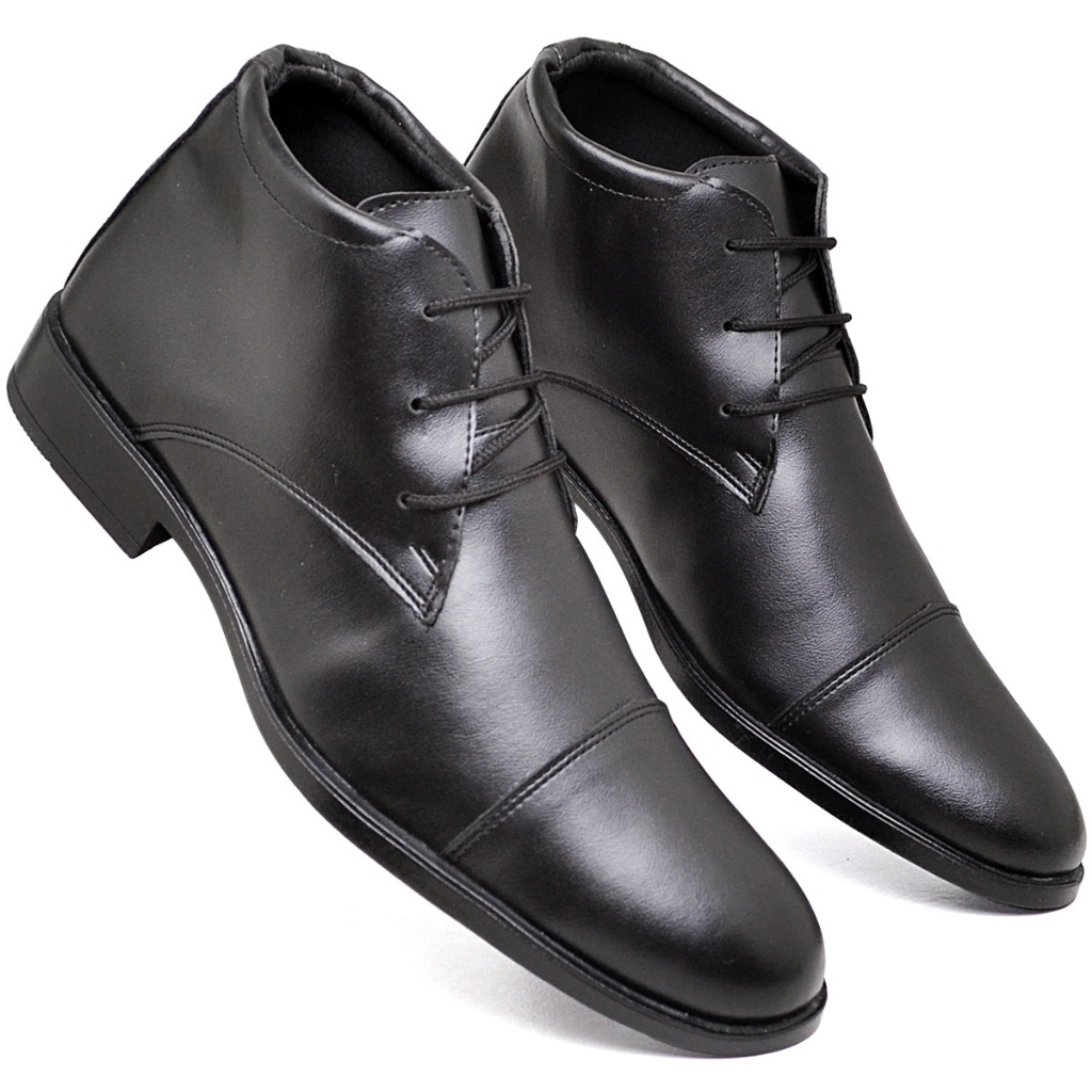 Bota Masculina Social Cano Médio Cadarço Confortável Coturno Couro Ortopédico Presente Dia Pais