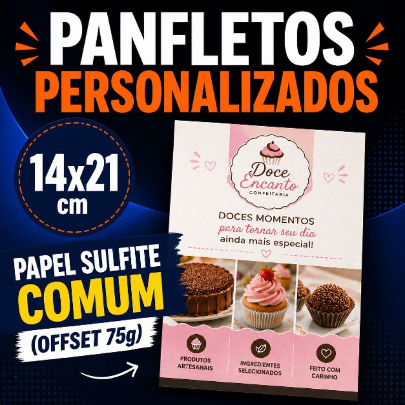 Panfletos Personalizados A5 14x21cm | Impressão Colorida | Papel sulfite 75g| Só Frente ou Frente e Verso
