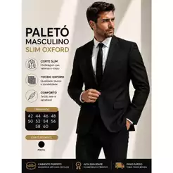 Paletó Masculino Slim Oxford Corte Italiano | Trabalho | Casamento | Formatura | Culto | Preto