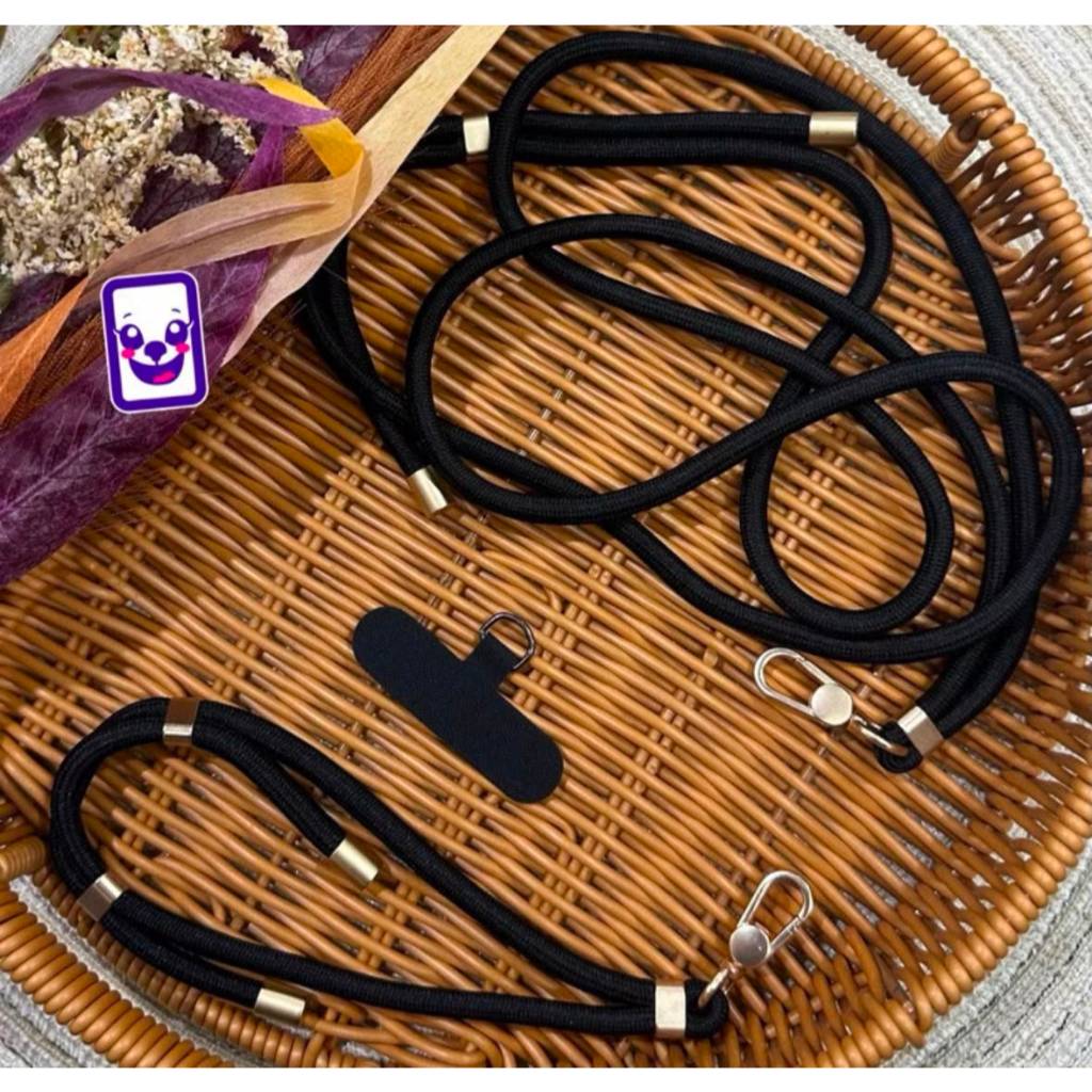 Cordão cordinha 2em1 kit cordão de pescoço com cordão de mão tecido com dourado aço cores neutras universal