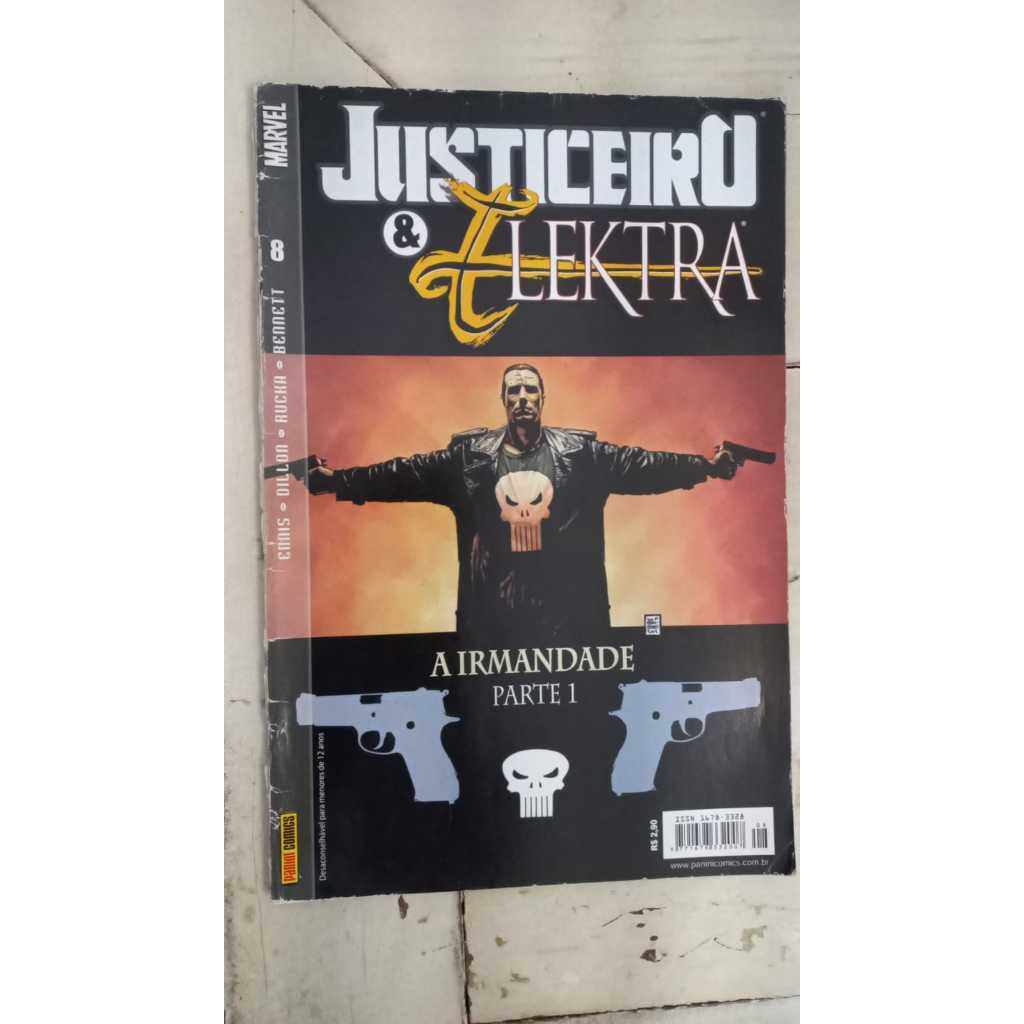 hq justiceiro & elektra n° 8 panini A irmandade parte 1 - 2003
